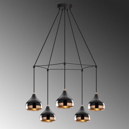 Lestenec na kablu YILDO 5xE27/40W/230V črna/medena