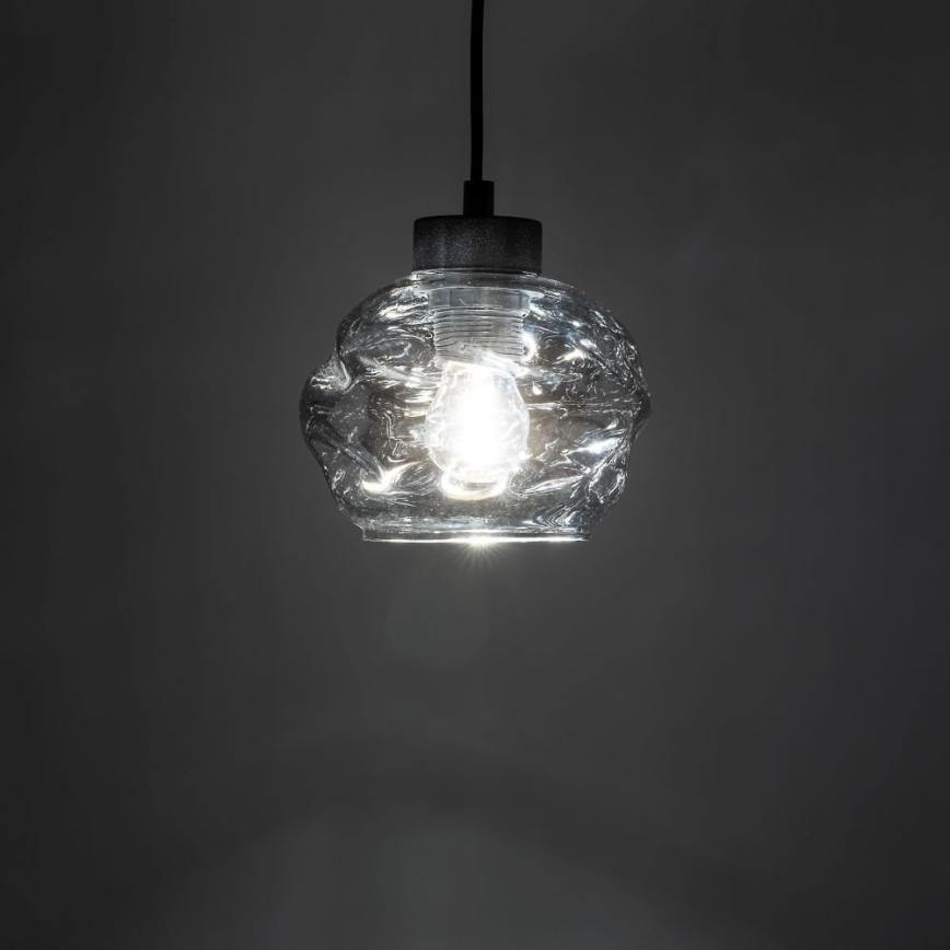 Lestenec na kablu ZULIA 1xE27/15W/230V črna/zadimljeno črna