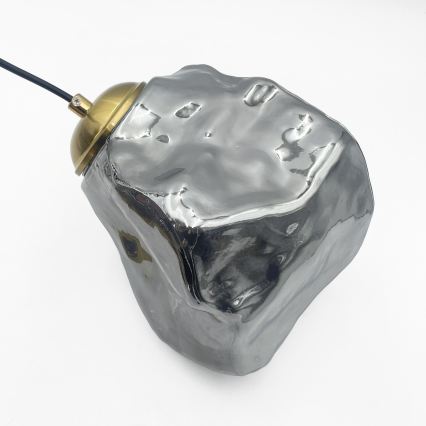 Lestenec na lanku CRISTAL 5xE14/15W/230V medenina/dimna črna