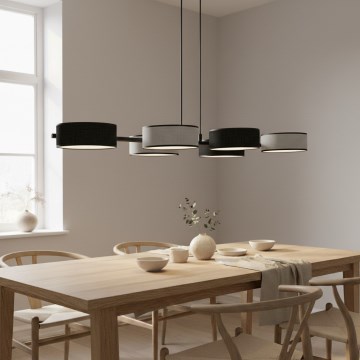 Lestenec na lanku DRUMZ 6xE14/10W/230V črna/siva