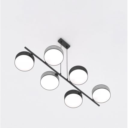 Lestenec na lanku DRUMZ 6xE14/10W/230V črna/siva