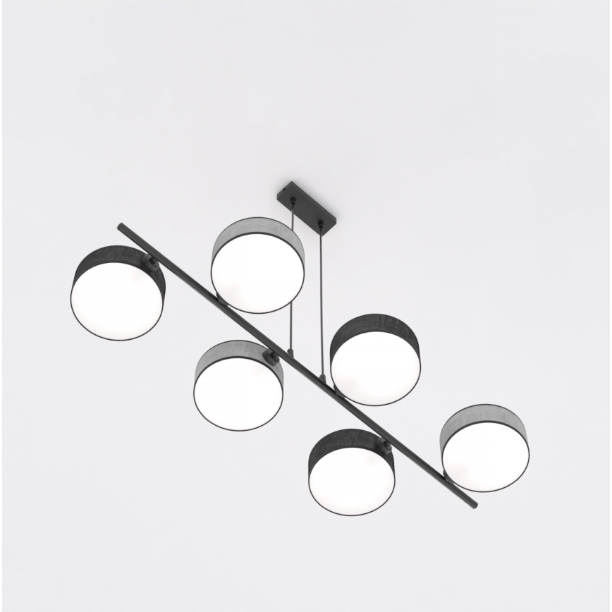 Lestenec na lanku DRUMZ 6xE14/10W/230V črna/siva