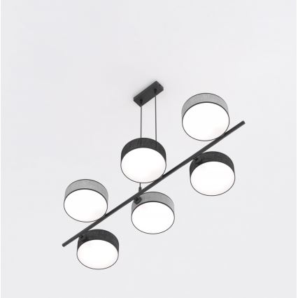 Lestenec na lanku DRUMZ 6xE14/10W/230V črna/siva