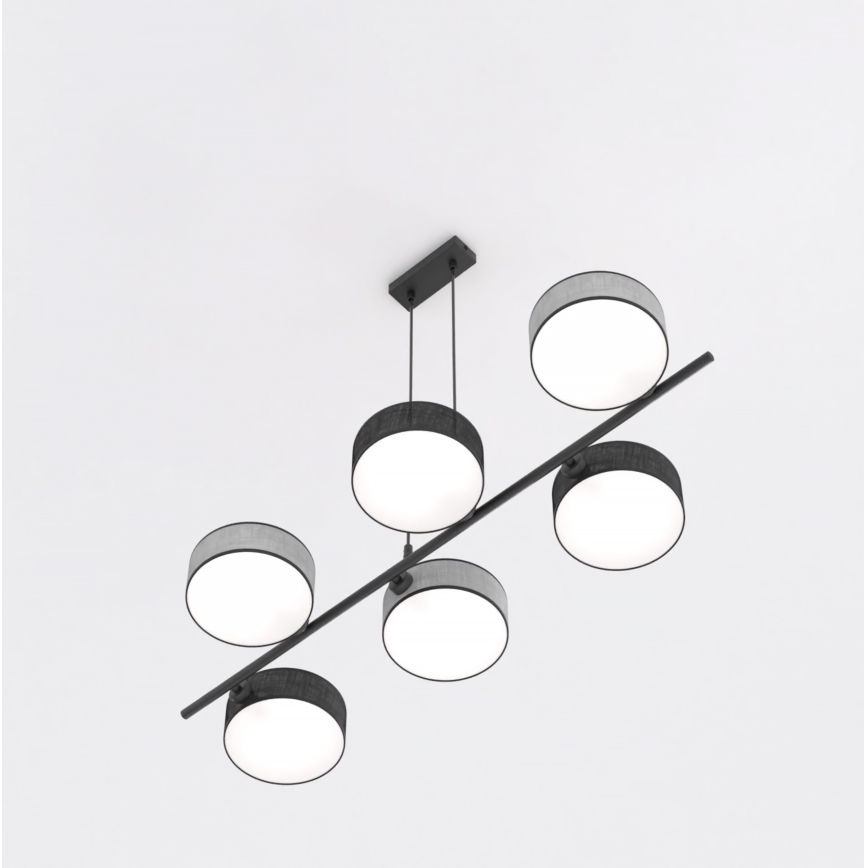 Lestenec na lanku DRUMZ 6xE14/10W/230V črna/siva