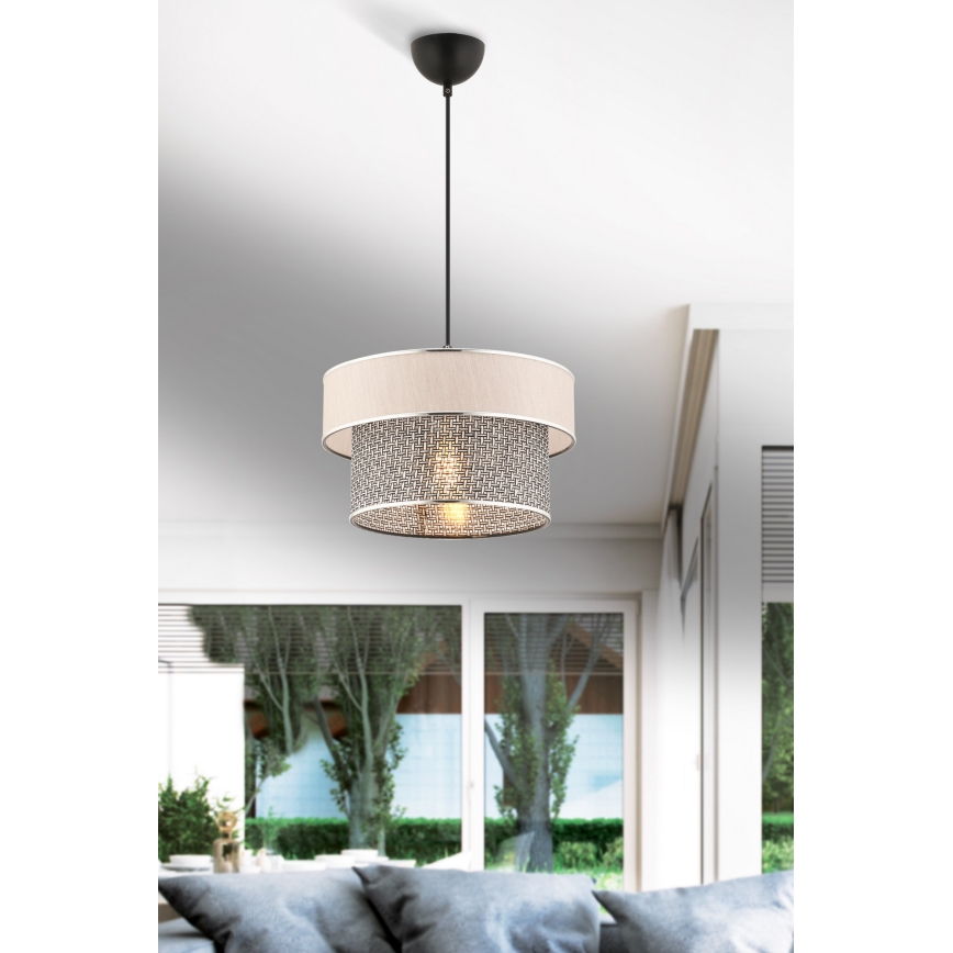 Lestenec na lanku ERO 1xE27/60W/230V kremno/siva
