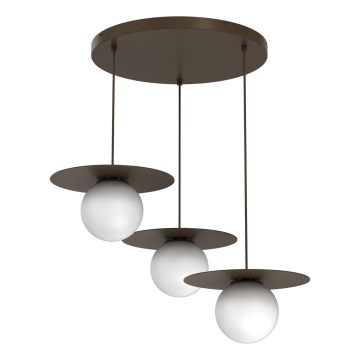 Lestenec na lanku FLAT 3xE27/15W/230V rjav