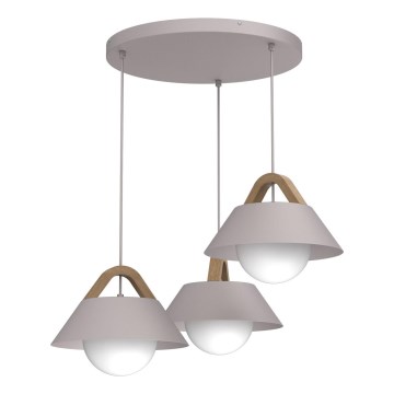 Lestenec na lanku FUNDA 3xE27/15W/230V v kremni barvi