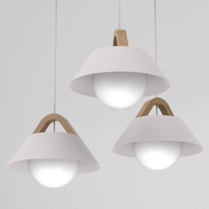 Lestenec na lanku FUNDA 3xE27/15W/230V v kremni barvi
