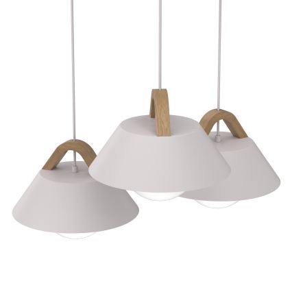 Lestenec na lanku FUNDA 3xE27/15W/230V v kremni barvi