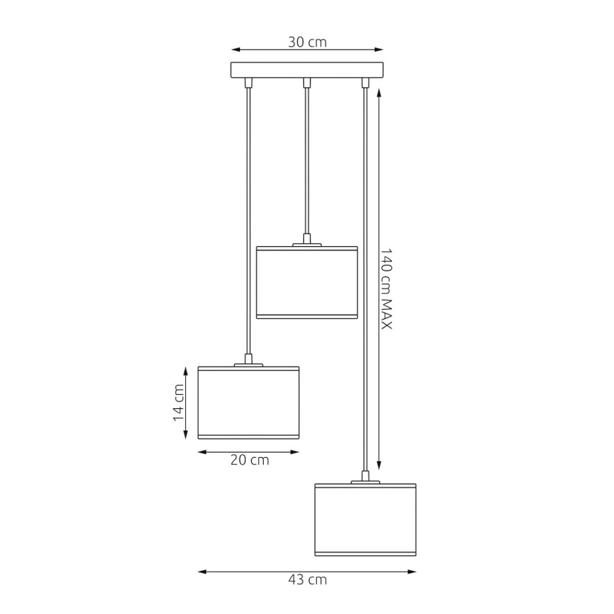 Lestenec na lanku KARBON 3xE27/15W/230V črna/siva