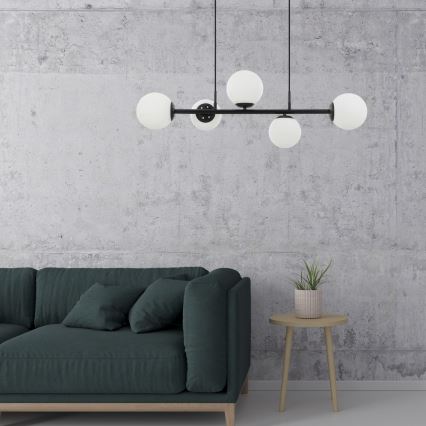Lestenec na lanku MADDIE 5xE14/5W/230V črn