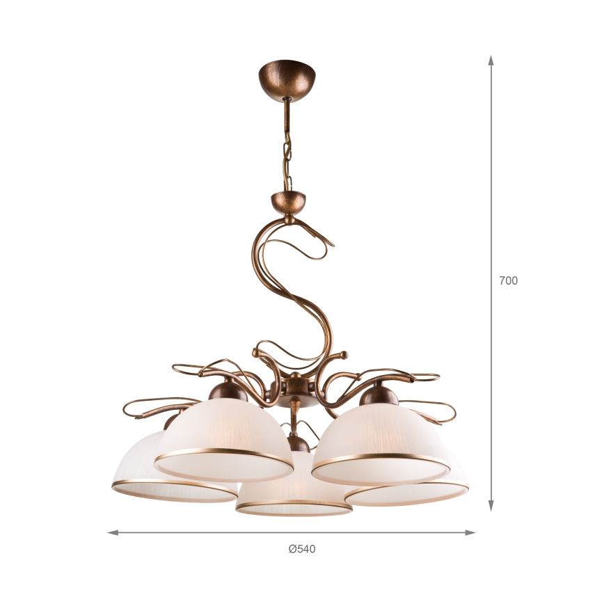 Lestenec na palici COBRA, 1xE27/60W/230V, premer 30 cm, bronza s patino