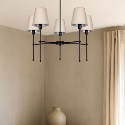 Lestenec na palici MADELA 5xE14/40W/230V bež/črna