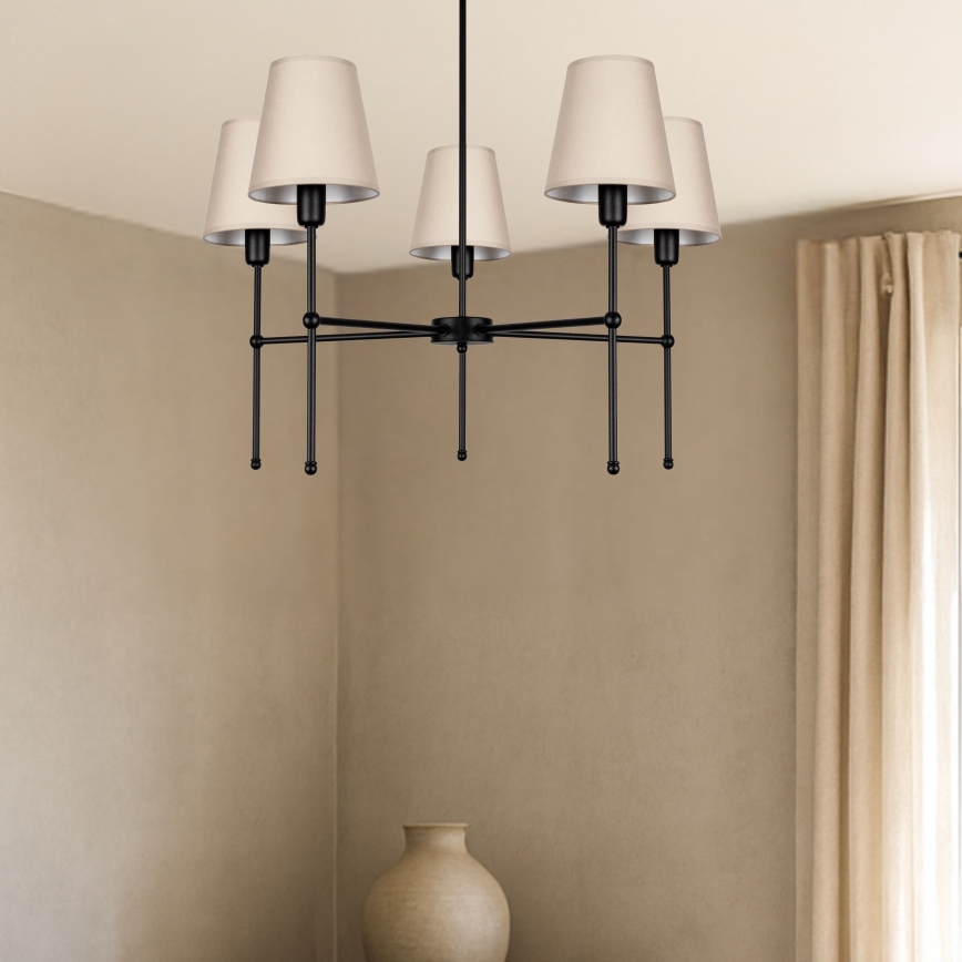 Lestenec na palici MADELA 5xE14/40W/230V bež/črna