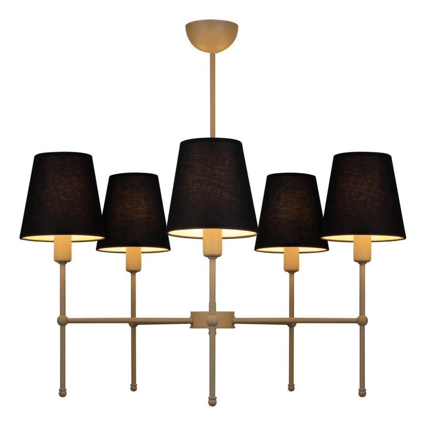 Lestenec na palici MADELA 5xE14/40W/230V črn/bež