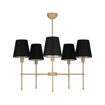 Lestenec na palici MADELA 5xE14/40W/230V črn/bež