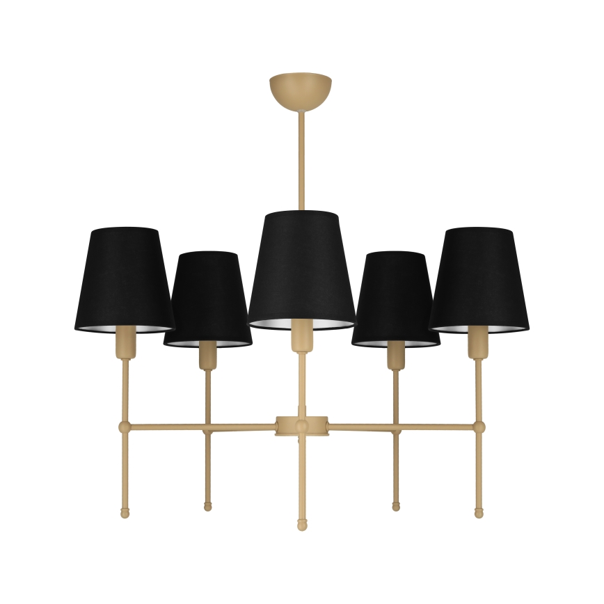 Lestenec na palici MADELA 5xE14/40W/230V črn/bež