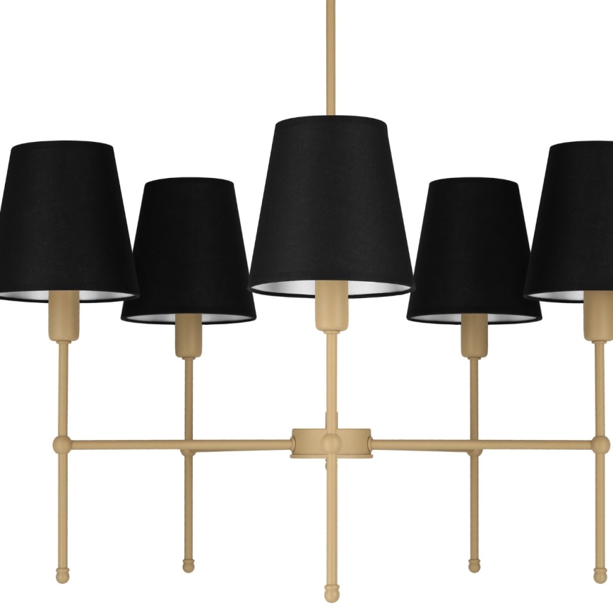 Lestenec na palici MADELA 5xE14/40W/230V črn/bež