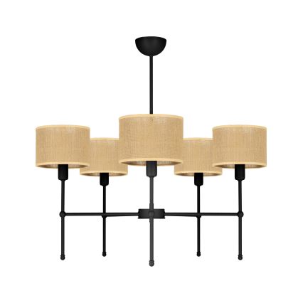 Lestenec na palici MADELA 5xE14/40W/230V juta/črna