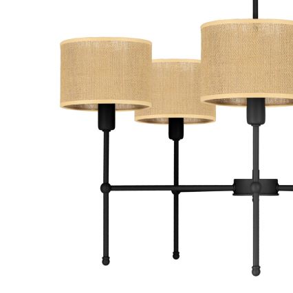 Lestenec na palici MADELA 5xE14/40W/230V juta/črna