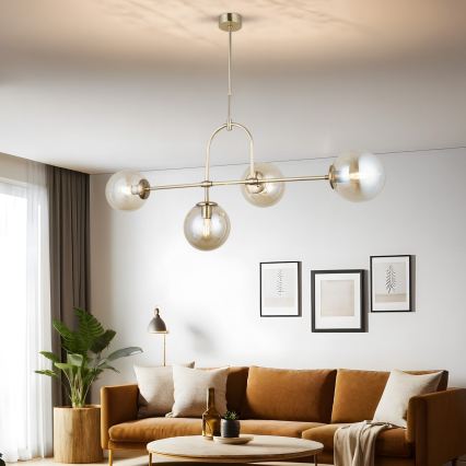 Lestenec na palici POLINO 4xE27/40W/230V v zlati barvi