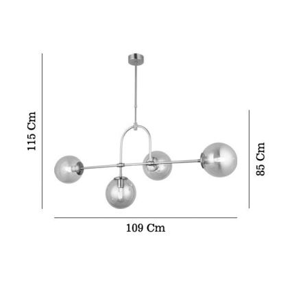 Lestenec na palici POLINO 4xE27/40W/230V v zlati barvi