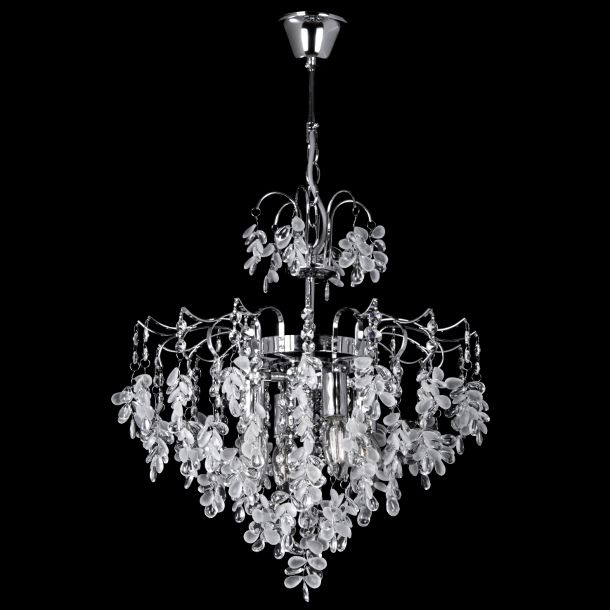 Lestenec na verigi 4xE14/60W/230V pr. 40 cm sijajni krom
