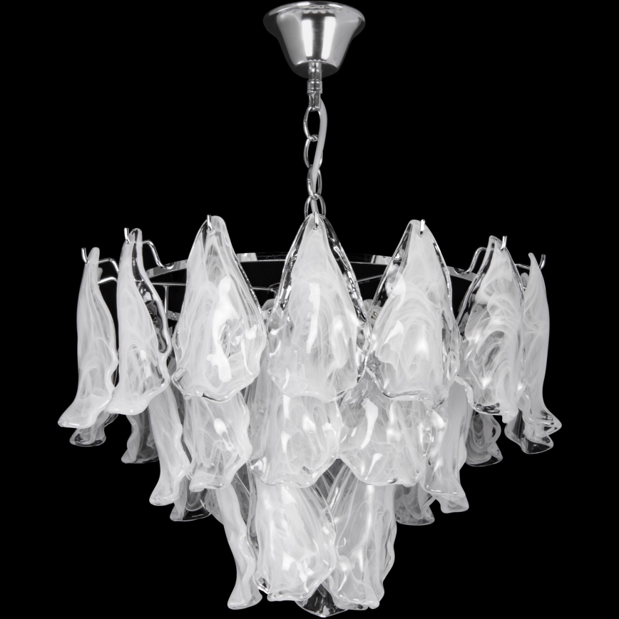 Lestenec na verigi 4xE27/60W/230V pr. 40 cm sijajni krom/bela