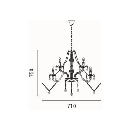 Lestenec na verigi 9xE14/15W/230V