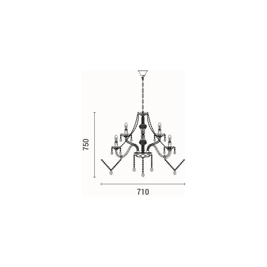 Lestenec na verigi 9xE14/15W/230V