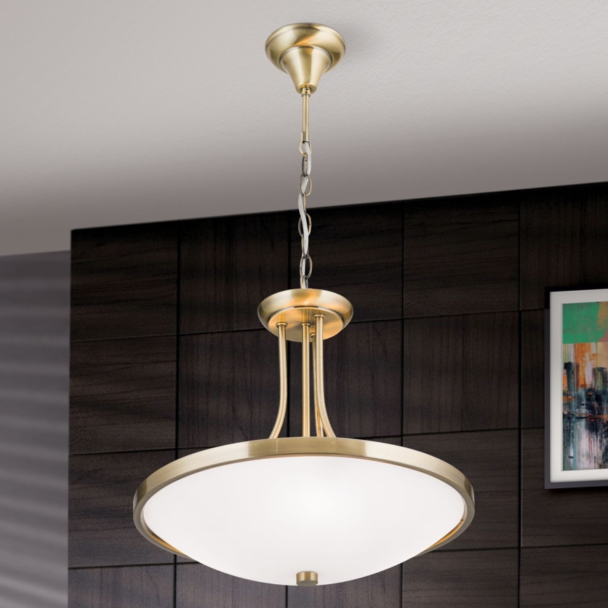Lestenec na verigi AIDA 3xE27/60W/230V pr. 39,5 cm medenina