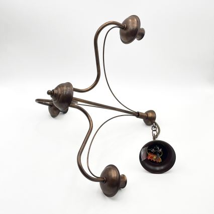 Lestenec na verigi ANTON 3xE14/15W/230V v bronzi