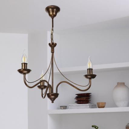 Lestenec na verigi ANTON 3xE14/15W/230V v bronzni barvi
