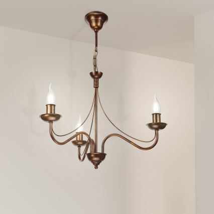 Lestenec na verigi ANTON 3xE14/15W/230V v bronzni barvi