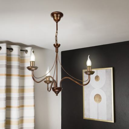 Lestenec na verigi ANTON 3xE14/15W/230V v bronzni barvi