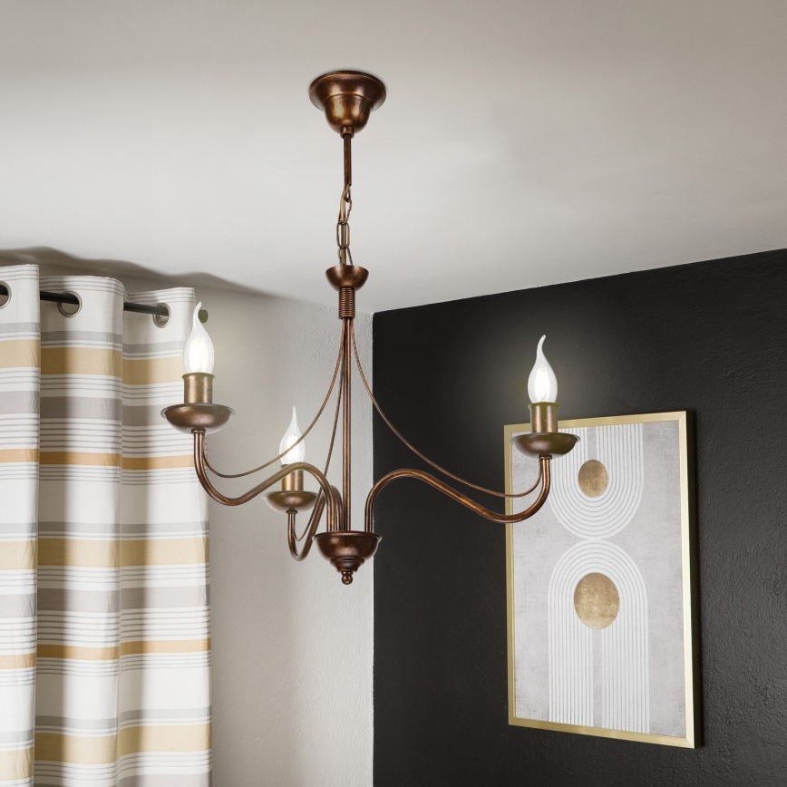 Lestenec na verigi ANTON 3xE14/15W/230V v bronzni barvi