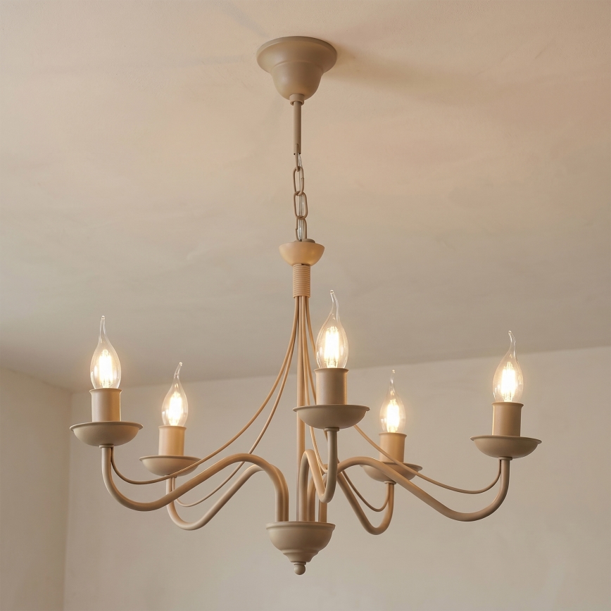 Lestenec na verigi ANTON 5xE14/60W/230V bež