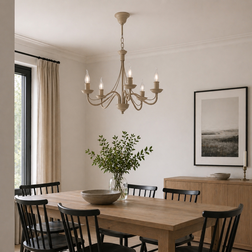 Lestenec na verigi ANTON 5xE14/60W/230V bež