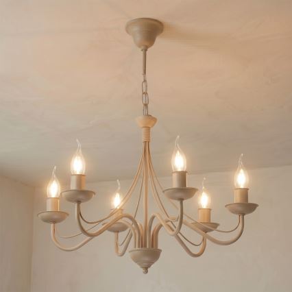Lestenec na verigi ANTON 6xE14/60W/230V bež