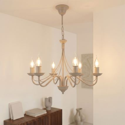Lestenec na verigi ANTON 6xE14/60W/230V bež