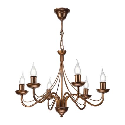 Lestenec na verigi ANTON 6xE14/60W/230V v bronzani barvi