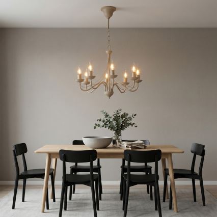 Lestenec na verigi ANTON 8xE14/60W/230V bež