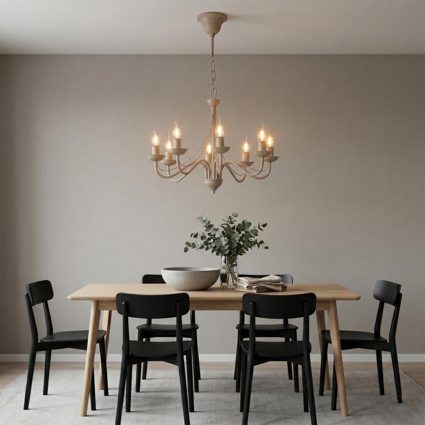 Lestenec na verigi ANTON 8xE14/60W/230V bež