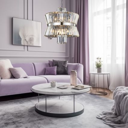 Lestenec na verigi AURELIA 12xE14/40W/230V mat krom