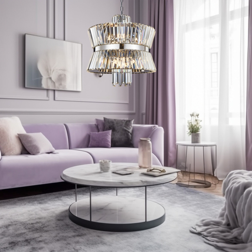 Lestenec na verigi AURELIA 12xE14/40W/230V mat krom