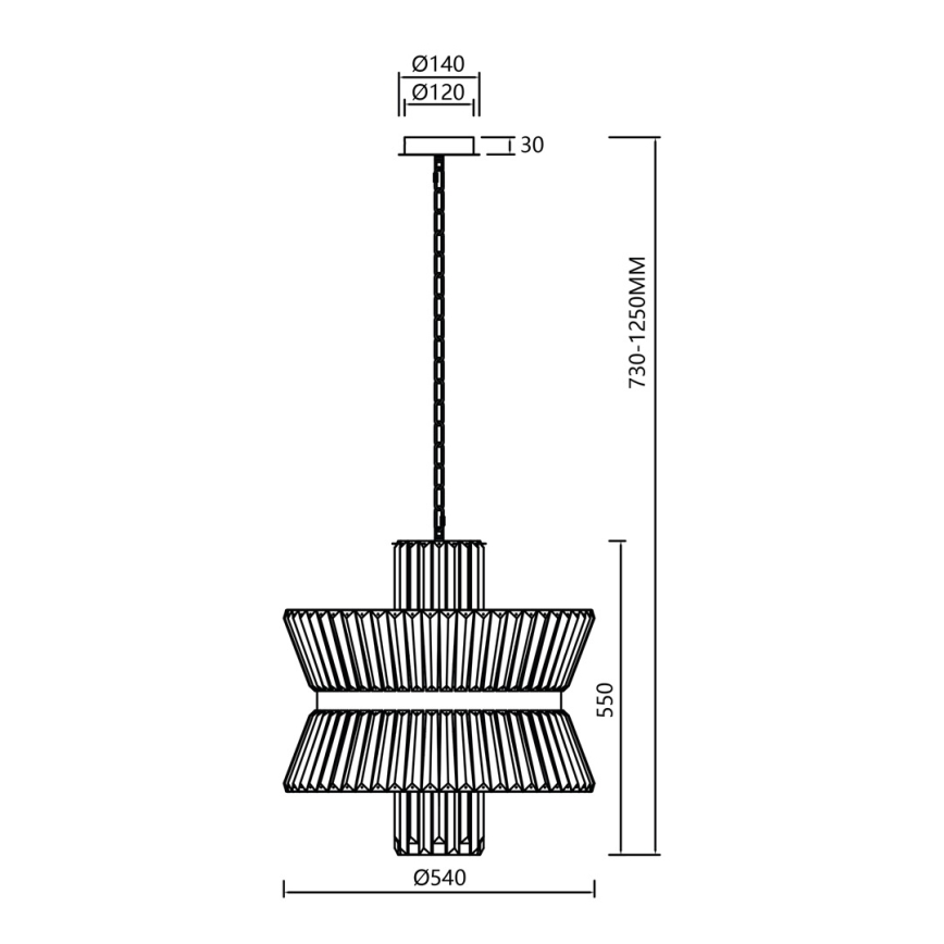 Lestenec na verigi AURELIA 12xE14/40W/230V mat krom