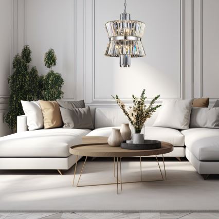 Lestenec na verigi AURELIA 8xE14/40W/230V mat krom