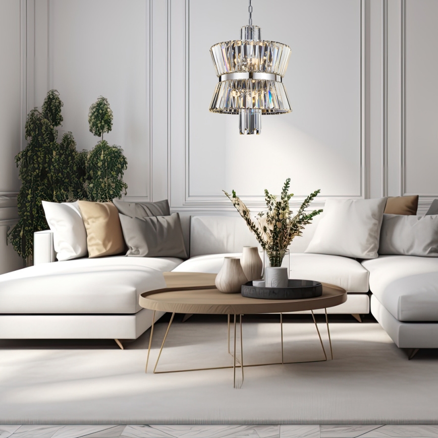 Lestenec na verigi AURELIA 8xE14/40W/230V mat krom