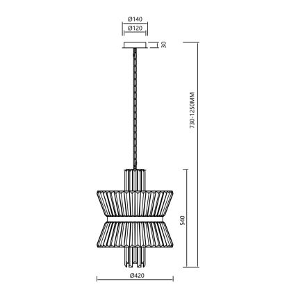 Lestenec na verigi AURELIA 8xE14/40W/230V krom