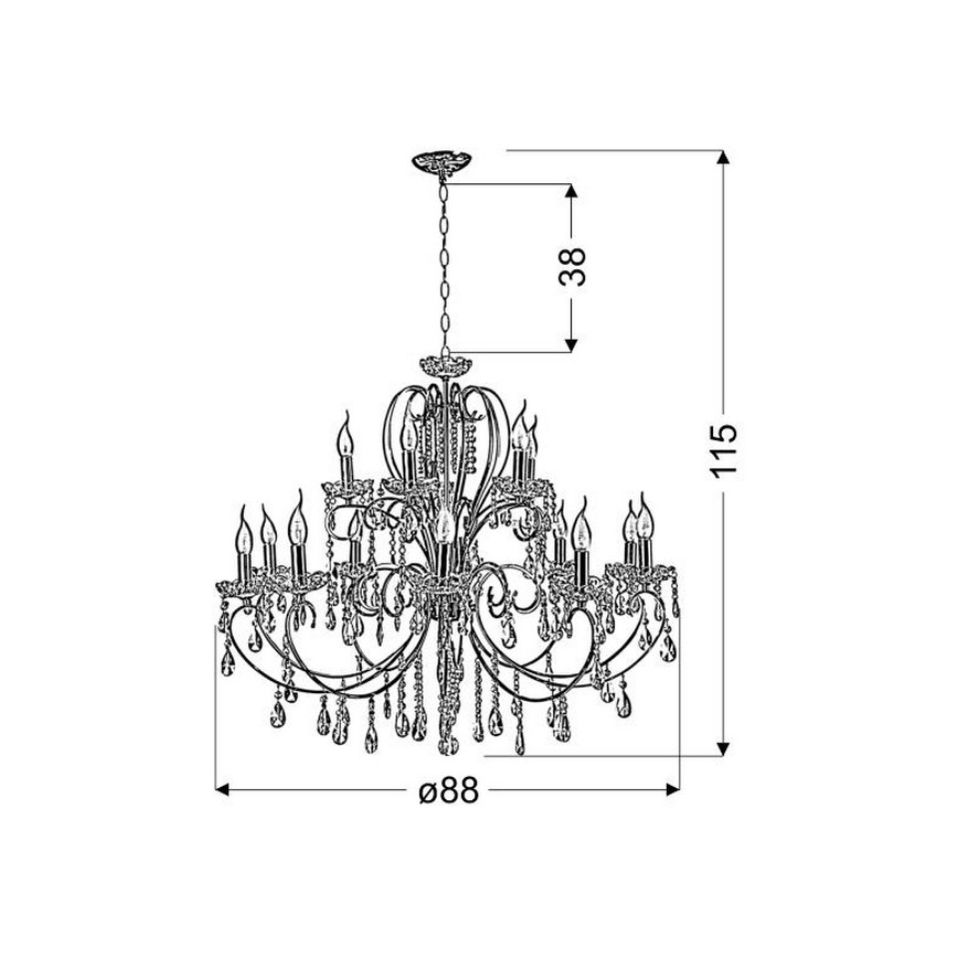 Lestenec na verigi AURORA 15xE14/40W/230V